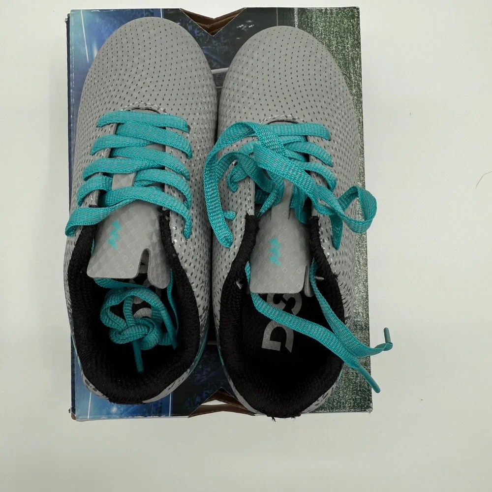 DSG Speed‎ Viper Soccer Cleats Youth Size 8K Grey Teal Turf Athletic Shoes